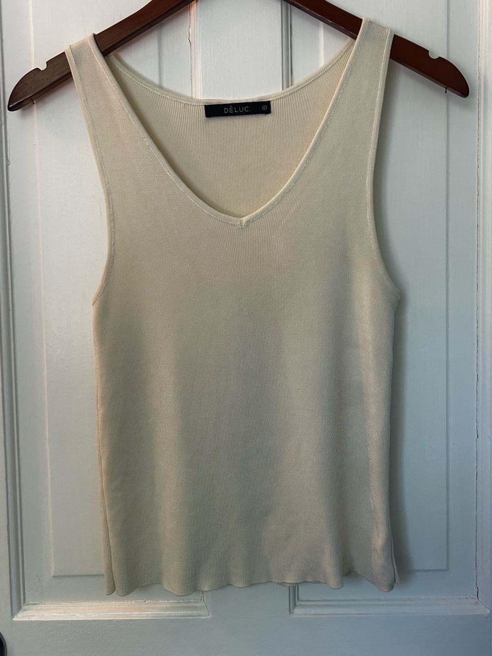 Deluc Cream V-Neck Ribbed Knit Tank